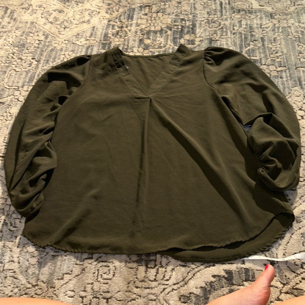 Olive green dress blouse